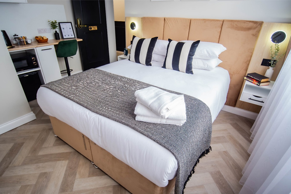 Cozy bedroom with modern decor